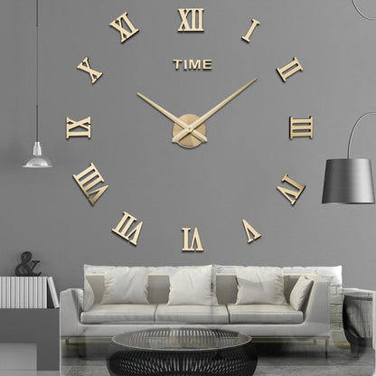 Relógio de quartzo espelhado e grande de parede, oferta especial de relógio adesivo 3D de acrílico para decoração moderna de casa e sala de estar