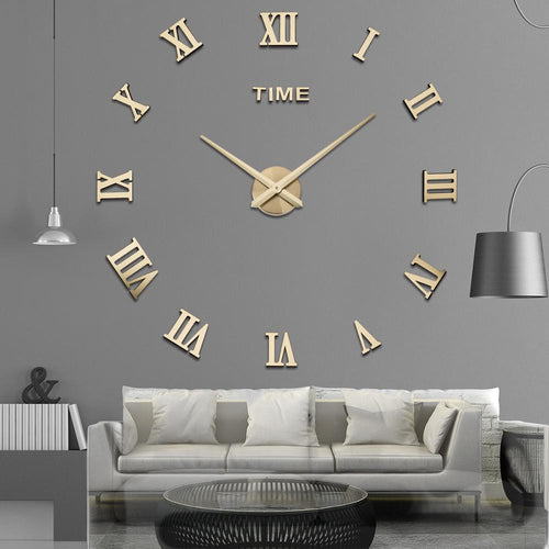Relógio de quartzo espelhado e grande de parede, oferta especial de relógio adesivo 3D de acrílico para decoração moderna de casa e sala de estar