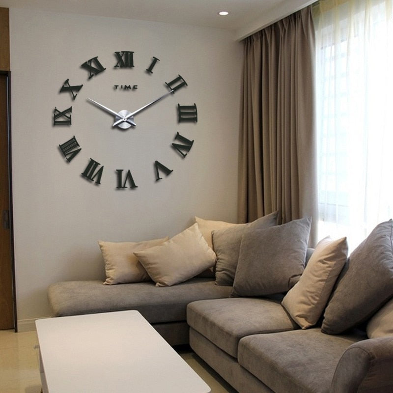 Relógio de quartzo espelhado e grande de parede, oferta especial de relógio adesivo 3D de acrílico para decoração moderna de casa e sala de estar
