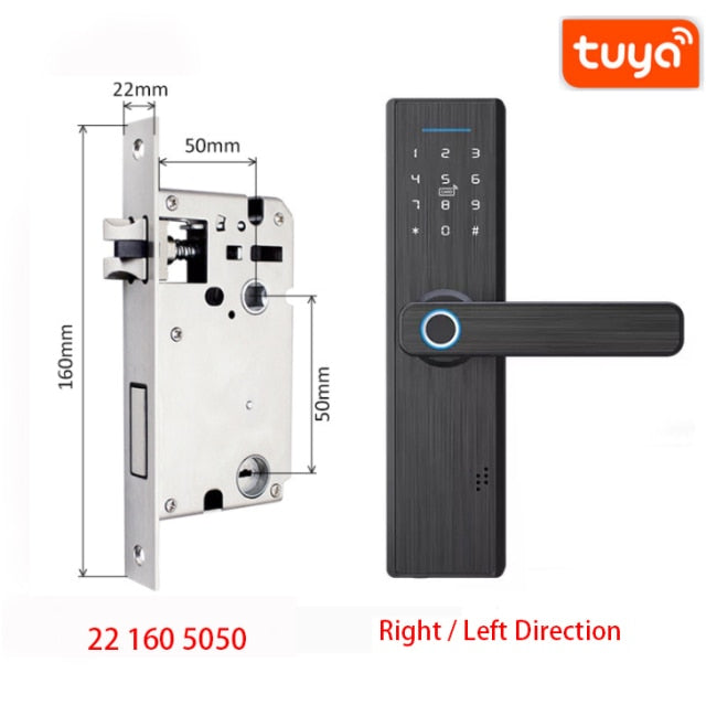 Tuya-fechadura inteligente com impressão digital, trava para porta, segurança, senha eletrônica, desbloqueio por impressão digital