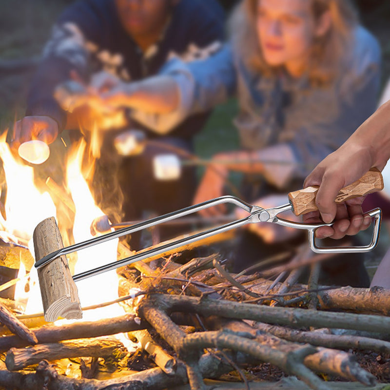 Ferramentas para churrasco ao ar livre de aço inoxidável fogo pinças fogão para churrasco mesa queima com carbono estendido clipe de carvão vegetal acampamento pinças duckbill