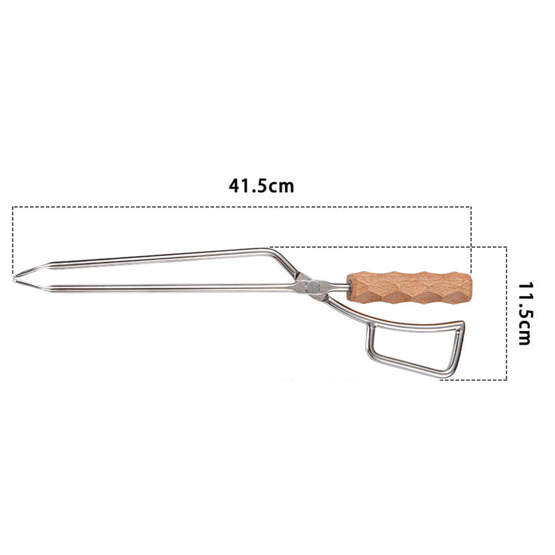 Ferramentas para churrasco ao ar livre de aço inoxidável fogo pinças fogão para churrasco mesa queima com carbono estendido clipe de carvão vegetal acampamento pinças duckbill