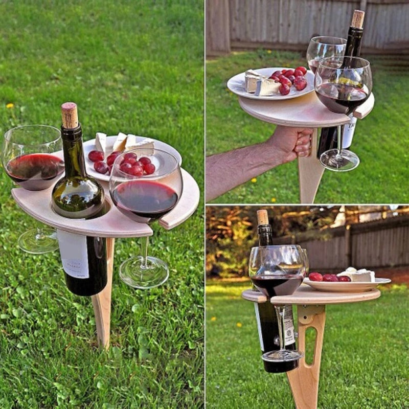 Mini mesa de vinho dobrável portátil, mesa redonda para piquenique e acampamento ao ar livre, mesa de vinho dobrável com mini mesa redonda para jardim e viagem