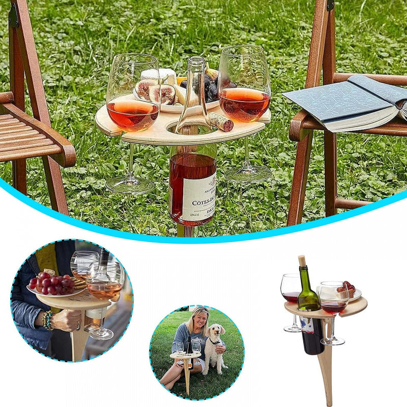 Mini mesa de vinho dobrável portátil, mesa redonda para piquenique e acampamento ao ar livre, mesa de vinho dobrável com mini mesa redonda para jardim e viagem