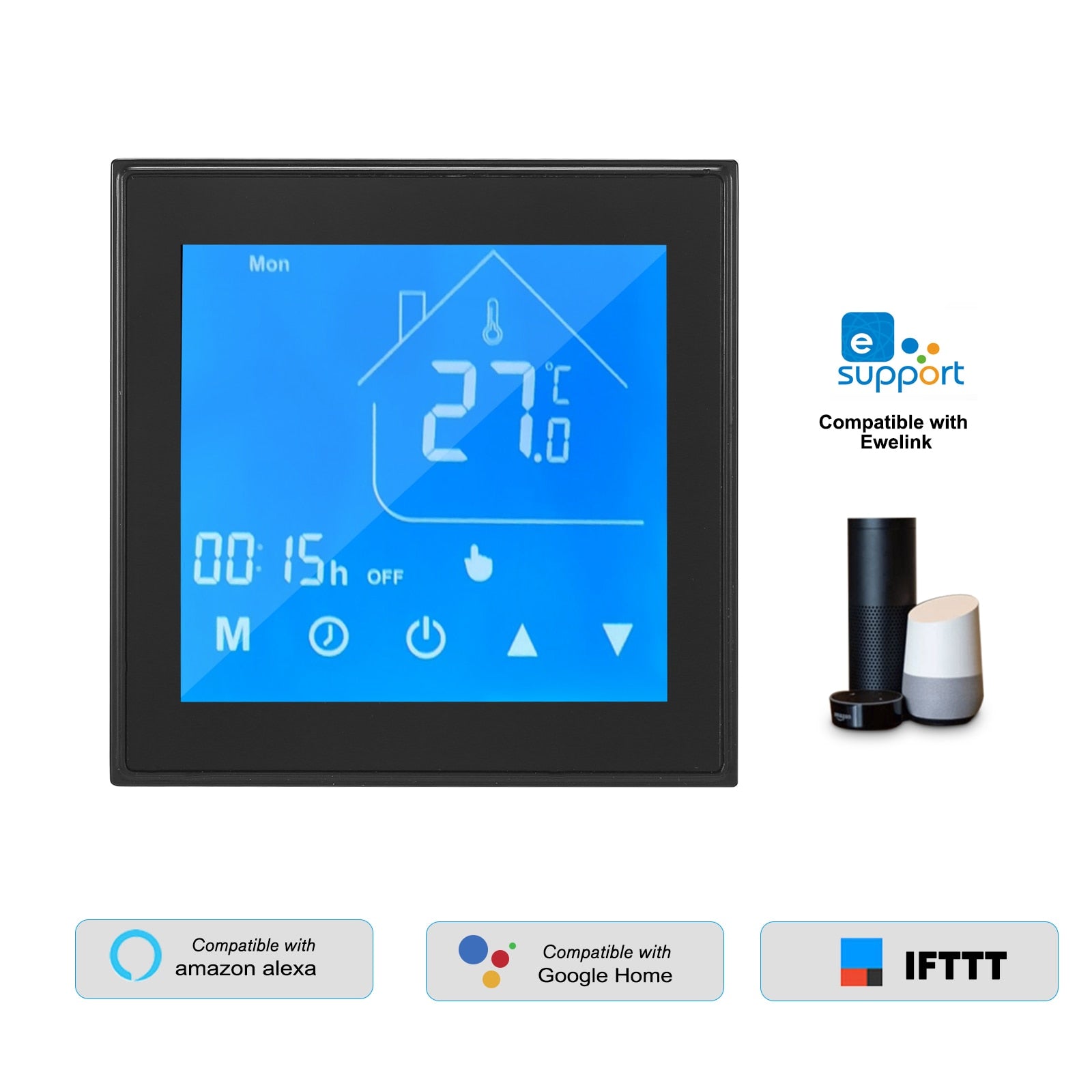 Wifi inteligente termostato controlador de temperatura lcd programável para aquecedor de água controle app compatível com alexa google ga tipo