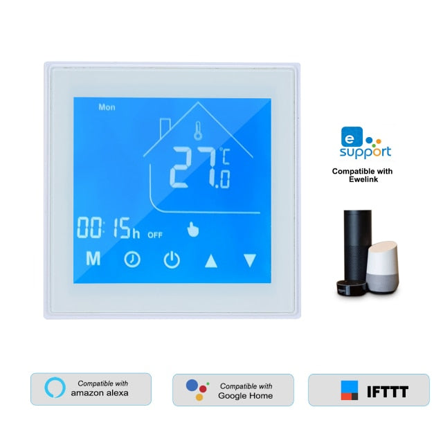 Wifi inteligente termostato controlador de temperatura lcd programável para aquecedor de água controle app compatível com alexa google ga tipo